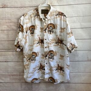 EXCELLENT CONDITION VINTAGE NORTH‎ RIVER SHIRT IN ALLOVER TURKEY PRINT